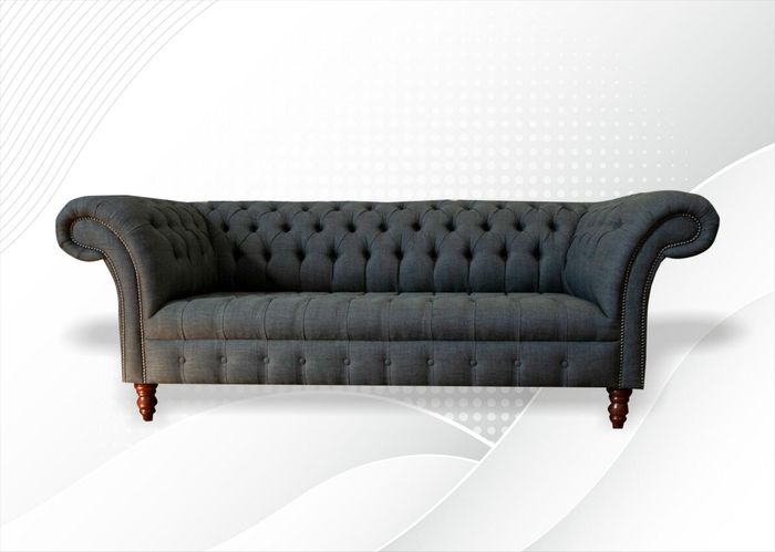 xxl big Chesterfield 3 Sitzer Möbel Sofa Modern Textil Wohnzimmer Graue Couchen