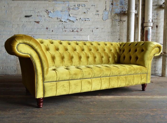 Chesterfield Design Luxus Polster Sofa Couch Sitz Garnitur Leder Textil Neu #185