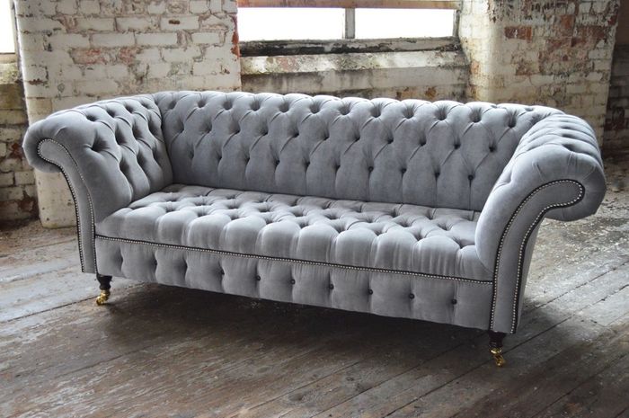 Chesterfield Couch Polster Sofas Klassischer Textil Schaffhau 3 Sitzer - 186
