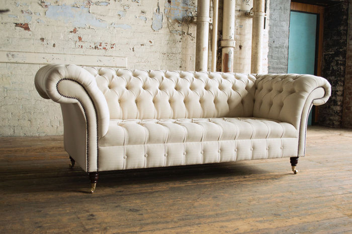 Chesterfield Design Luxus Polster Sofa Couch Sitz Garnitur Leder Textil Neu #190