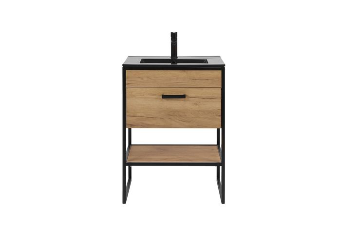 Badmöbel Set 60cm Waschbecken mit Unterschrank Waschtisch Loft Stil Badezimmer