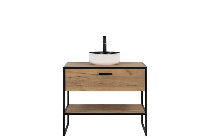 Badmöbel Set 90cm Waschbecken Loft Unterschrank Waschtisch Schublade Waschtische
