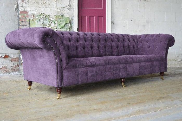 Chesterfield Textil Sofa 4 Sitzer Sofa Polster Sofas Design Luxus Stoffsofas