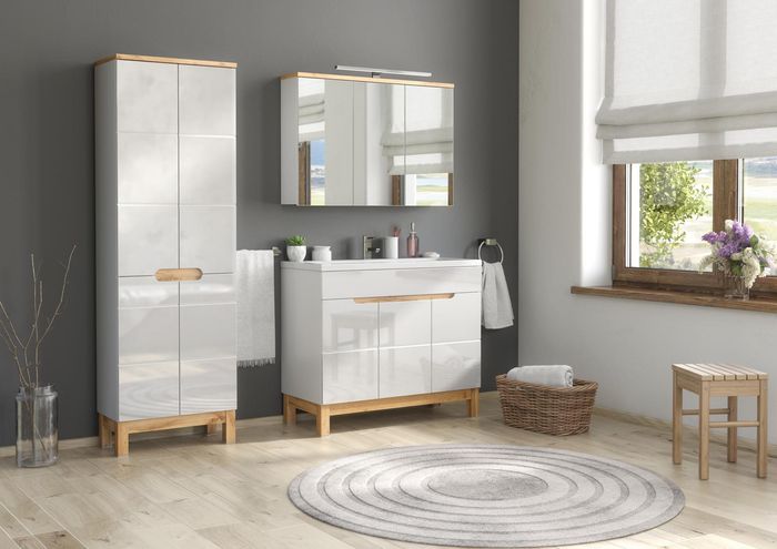 Design Badezimmer Möbel Bad Set Garnitur Schrank Waschbecken Badmöbelsets 3tlg.