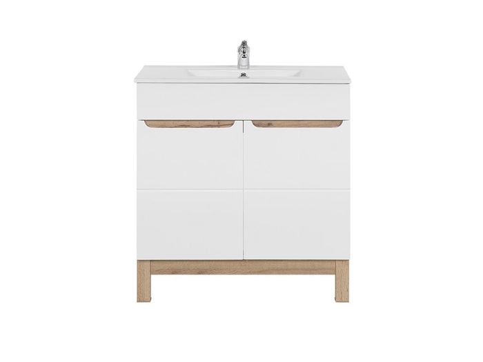 Weißer Waschtisch mit Unterschrank Hochwertige Waschbecken Badezimmer Möbel 80cm