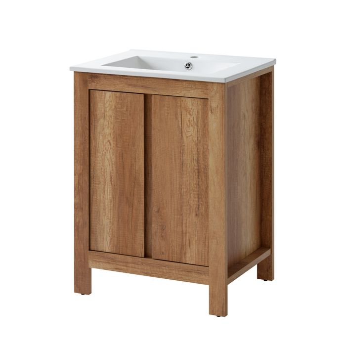 Badmöbel Set 60cm Waschbecken mit Unterschrank Waschtisch Schublade Hängeschrank