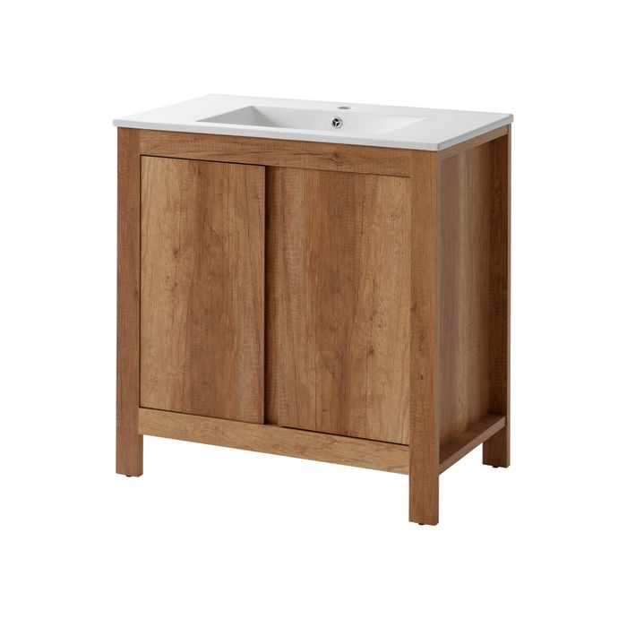 Badmöbel Set 80cm Waschbecken mit Unterschrank Waschtisch Schublade Hängeschrank