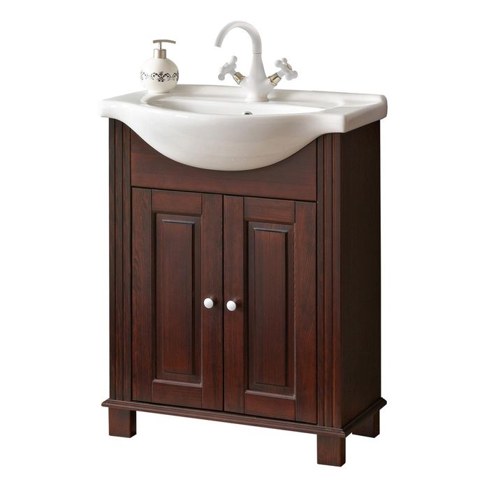 Brauner Waschtisch Unterschrank Hochwertige Waschbecken Badezimmer Möbel 65cm