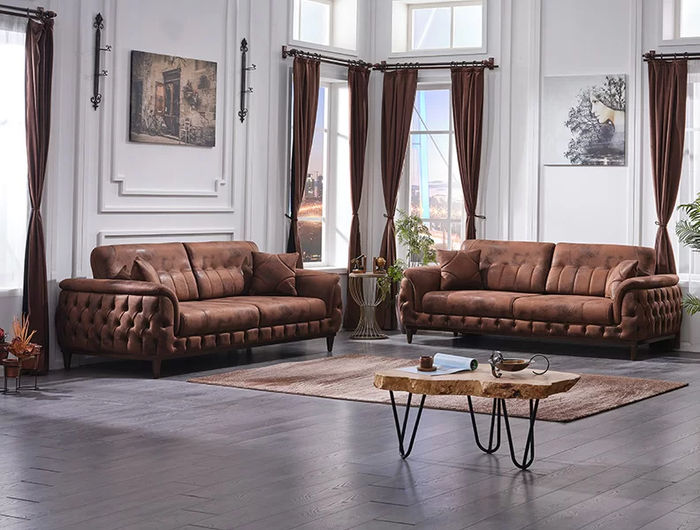 Sofagarnitur 2x Sofa Dreisitzer Couchen Wohnzimmer Modern Design Möbel