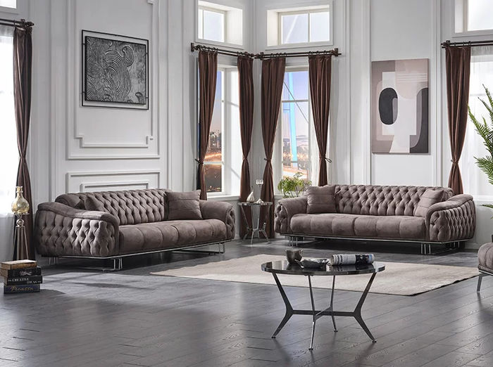 Textil 2x Sofa Dreisitzer Couch Wohnzimmer Textil Polstermöbel Couchen