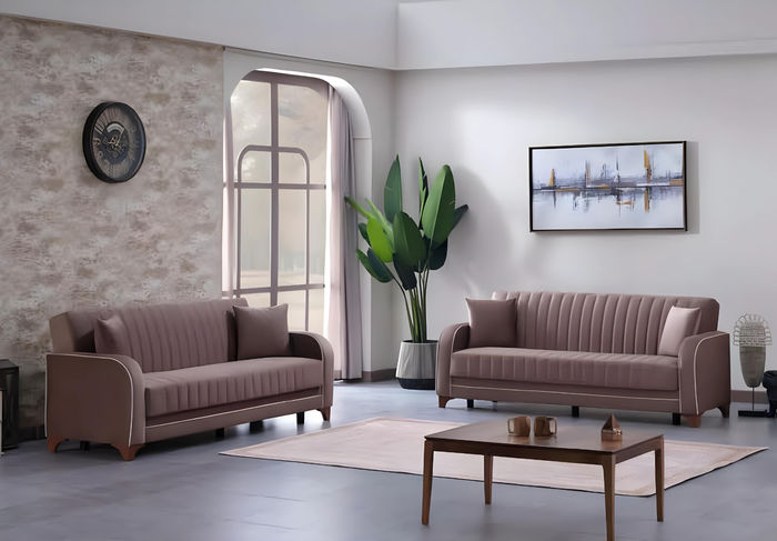 Couchen Garnitur 2tlg Wohnzimmer 2x Sofas 3 Sitzer Textil Luxus Dreisitzer