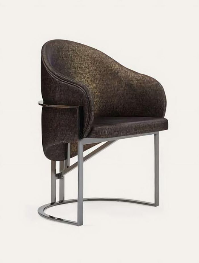 Esszimmerstuhl Silber Basis Braun Sitz Modern Elegant Komfort Zeitlos Robust