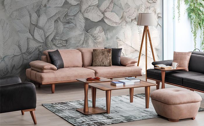 Altrosa Wohnzimmer Dreisitzer Polster Couchen Möbel Textil Sitzmöbel