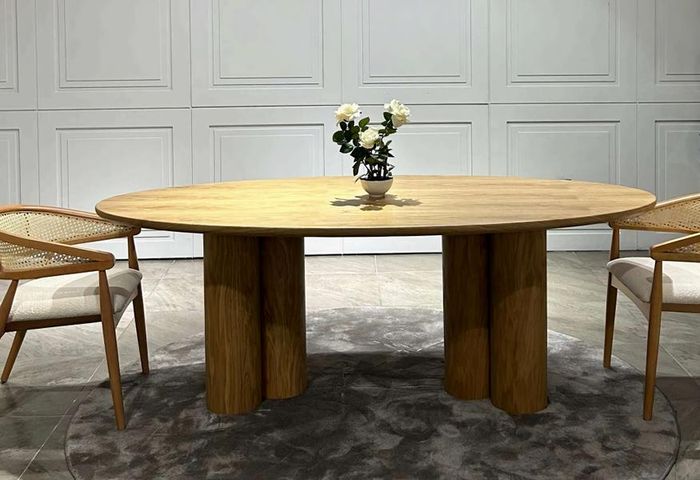 Ovale Esstisch Dunkelbraun Holz Design Modern Eleganz Esszimmer Tisch