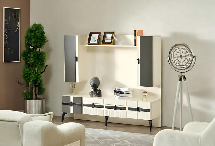 Wohnzimmer Holz Möbel Wand Wohnwand Schrankwand Luxus Design