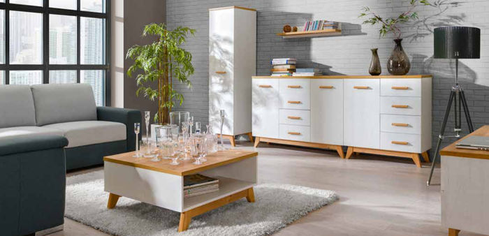5 tlg. Wohnzimmer Set Beistelltisch TV Kommode Tisch Kommoden Wand Schrank Neu