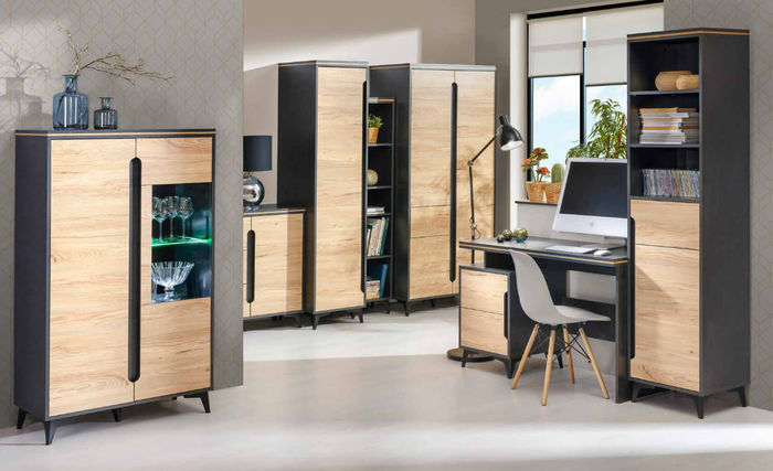 Moderne Büro Zimmer Set Office Einrichtung Komplett Set Möbel Tisch Schrank 7tlg