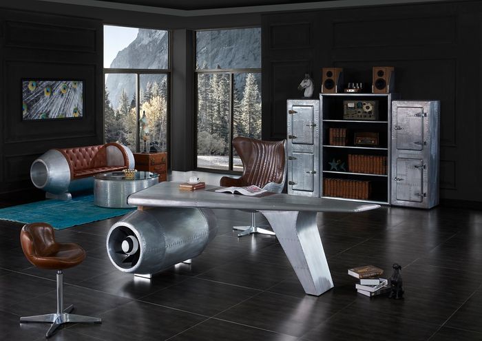 Flugzeug Flügel Schreibtisch Bürotisch Tisch Aviator Design Luxus Möbel Tische