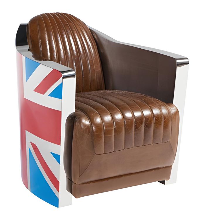 Luxus Sessel Jack Union UK – Aluminium & Leder, stilvoll