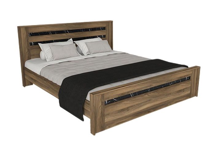 Doppelbett Bett Schlafzimmer 160сm Matratze Braun moderner Stil Holz