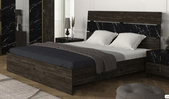 Modernes Polsterbett Bett Betten Bettgestell Doppelbett 180x200 Braun Ehebett