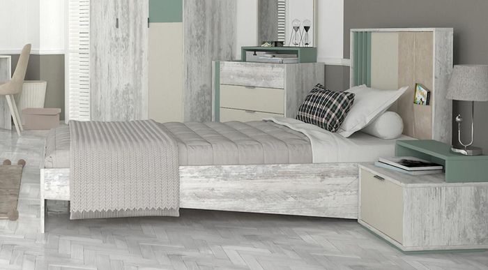 Jugendzimmer 2tlg Set Bett Nachttisch Möbel Kindermöbel Stil Kinderzimmer