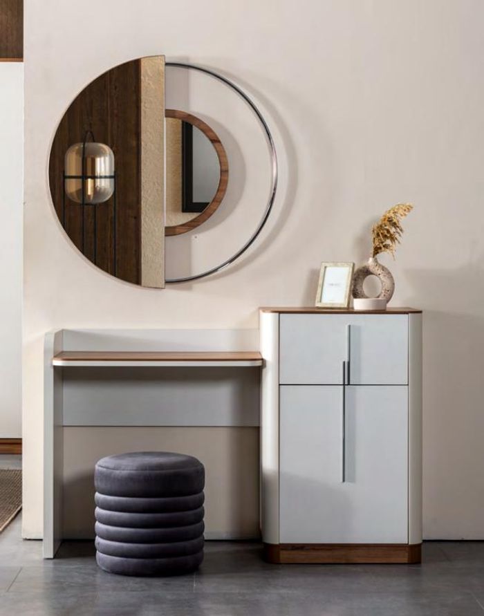 Modern Weiß Design Schminktisch mit Spiegel Luxus Schlafzimmer Möbel 2tlg Neu