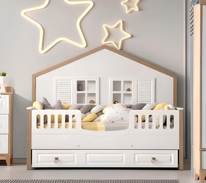 Perfekte Kinderzimmer Bettrahmen Kinderzimmermöbel Helles Holz Neuheit
