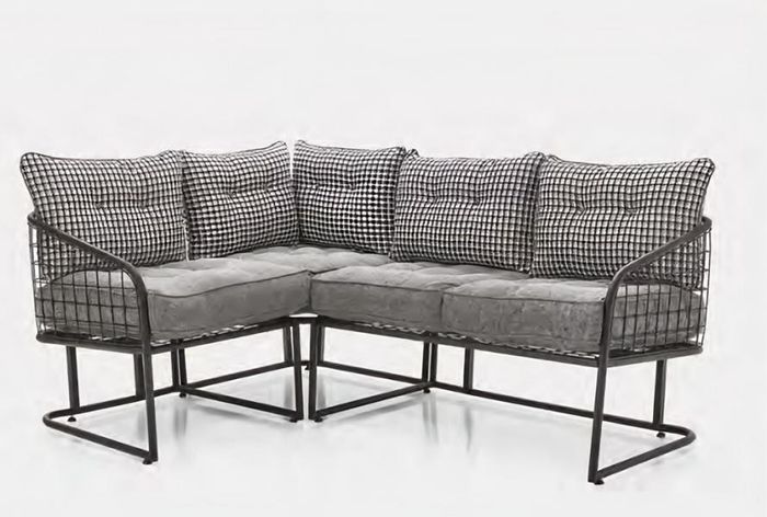Ecksofa L-Form Eckcouch Sofa Sitzgruppe mit Kissen Esszimmer Terrasse