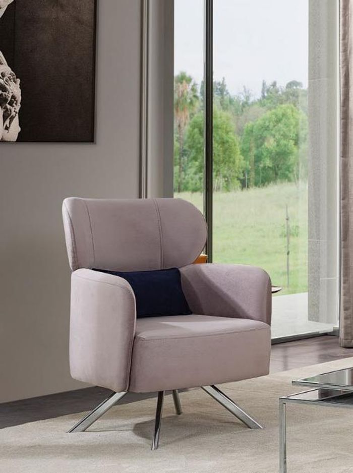Sessel Ohrensessel Cocktailsessel Sitzer Modern Design Grau Stoff Sitz