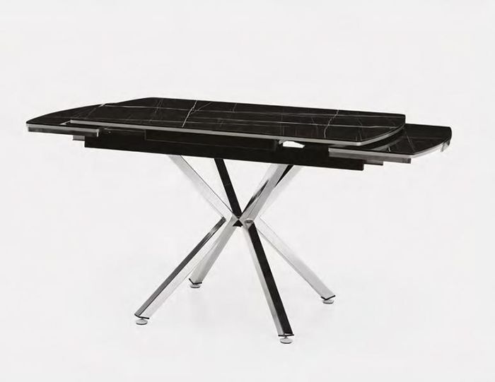 Esstisch Ausziehtisch Tisch Wohnzimmertisch Marmoroptik Schwarz Edelstahl