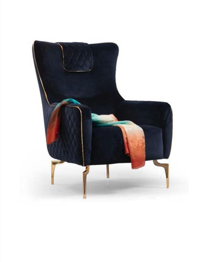 Sessel Ohrensessel Luxus 1 Sitzer Polster Sitz Designer Textil Sitz Stoff Modern