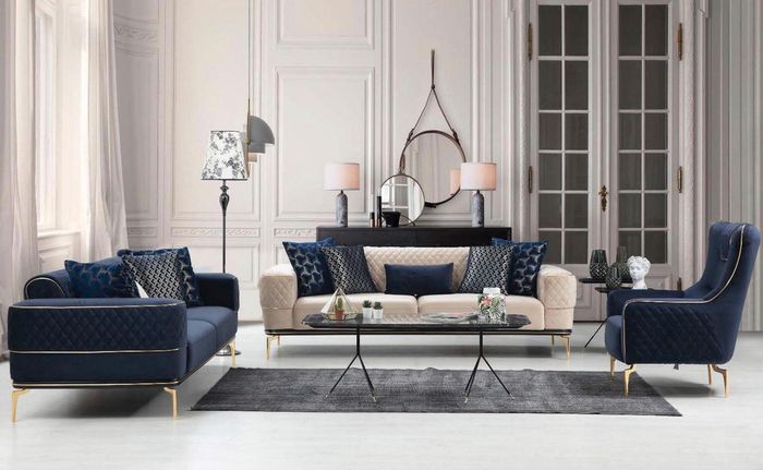 Sofagarnitur Sofa Luxus Sessel Sofas Dreisitzer 3+3+1 Sitzer Garnitur Modern