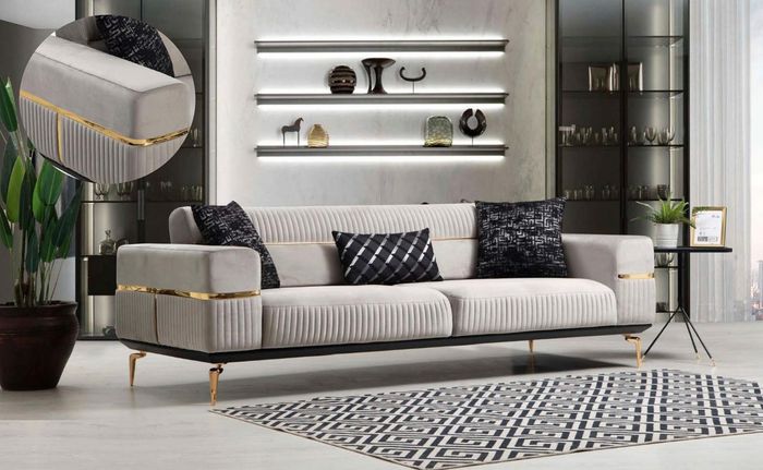 Luxus Sofa Dreisitzer Couch Polster Möbel xxl Sofas big couchen Samt Möbel Neu