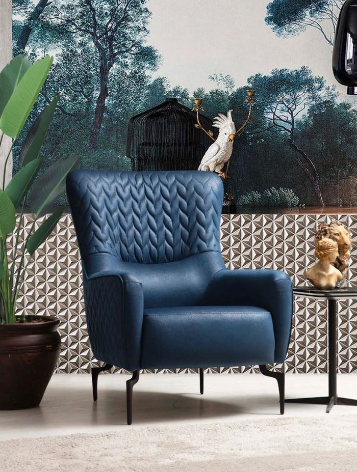 Sessel Einsitzer Luxus 1 Sitzer Polster Sitz Designer Textil Sitz Stoff Modern