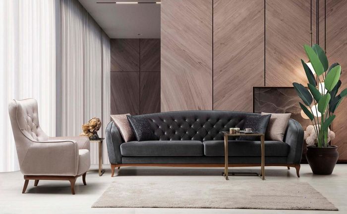Luxus Couch Sofagarnitur Komplette Couchgarnitur 4+1 Sitzer Sessel Stoff Set Neu