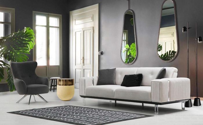 Sofagarnitur Sofa Luxus 3+1 Sitz Sofas Sessel Stoff Design Sitzpolster Möbel Neu