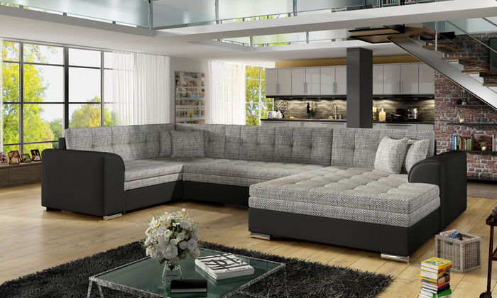 Design Ecksofa Schlafsofa Bettfunktion Couch Leder Textil Polster Sofas Neu 5932