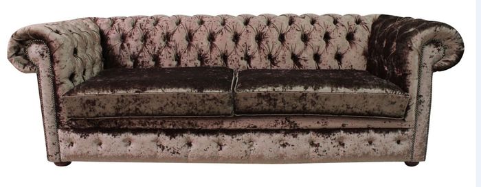 Braune Chesterfield Stoff Polster Dreisitzer Wohnzimmer Couch Design jvmoebel ®