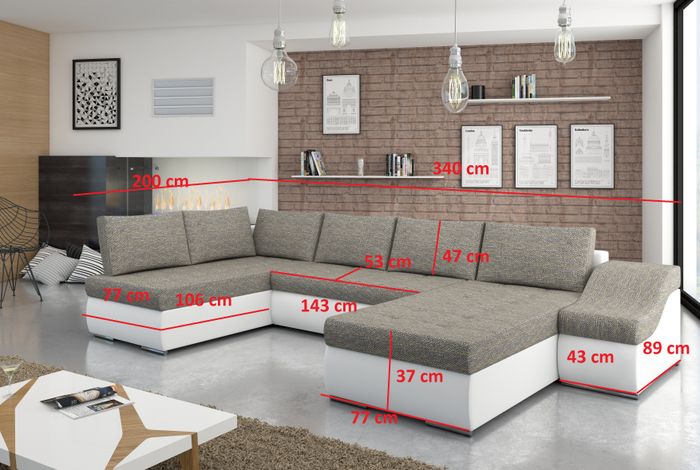 Moderne Ecksofa Schlafsofa Bettfunktion Couch Polster Eckgarnitur Wohnlandschaft