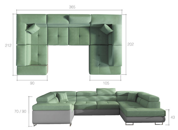 Wohnlandschaft Sofa Schlafsofa Couch Polster Eckgarnitur Bettfunktion Ecksofa