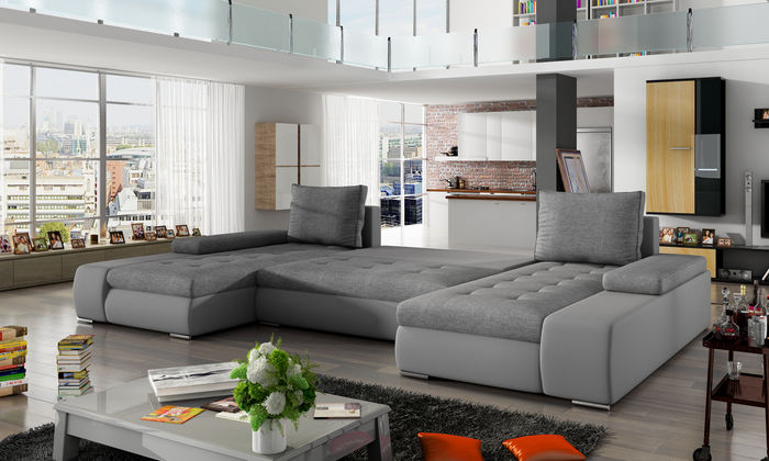 Wohnlandschaft Wohnzimmer Leder Sofa Couch Polster Sitz Ecksofa Garnitur Sofas