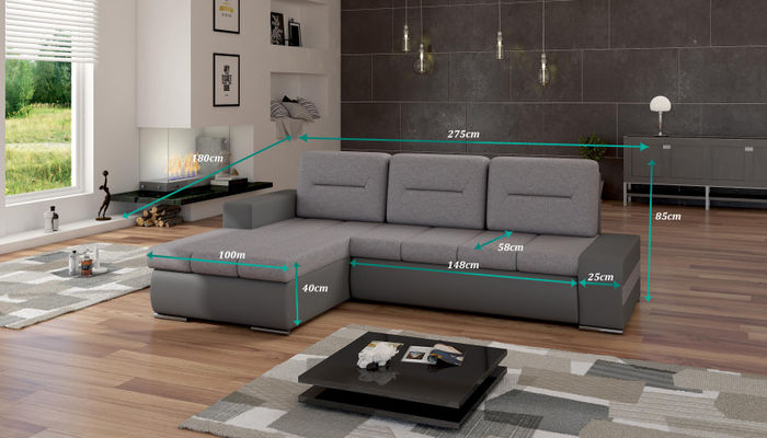 Design Ecksofa Ottavio Bettfunktion Couch Wohnlandschaft Sofas Schlaf Sofa Neu