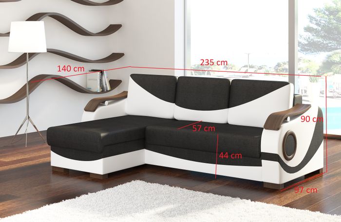 Design Ecksofa Perto Bettfunktion Couch Polster Textil Sofas Couchen Schlaf Sofa