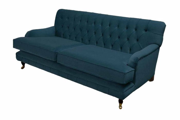 Chesterfield Design Luxus Polster Sofa 3 Sitzer Blau Couch Textil Neu