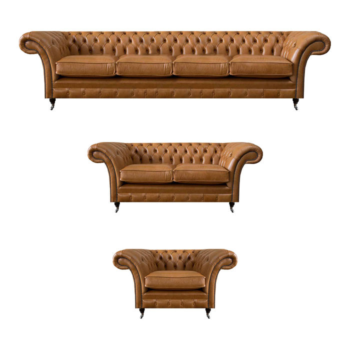 Chesterfield Braun Sofas Komplett 4+2+1 Sitzer Wohnzimmer Sofagarnitur
