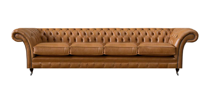 Wohnzimmer Luxuriöse Braun Sofa Big 4 Sitzer Design Chesterfield Ledersofa