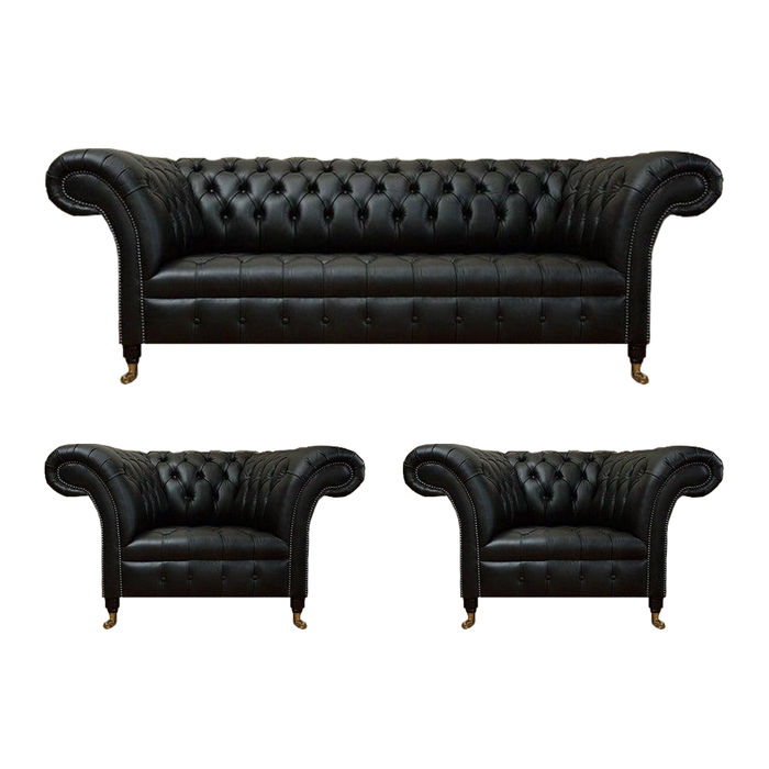 Sofagarnitur Komplett 3tlg 2x Sessel Luxus Dreisitze Sofa Couch Wohnzimmer