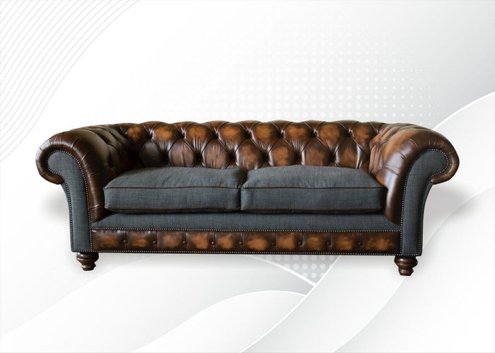 Dreisitzer Couch Polster Design Sofa 3er Sofas Zimmer Braun 220cm Chesterfield