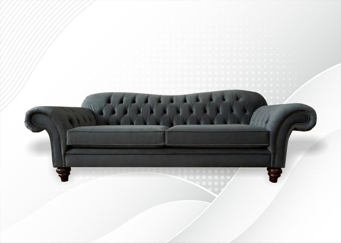 xxl Sofa 4 Sitzer Couch Chesterfield Polster Sitz Garnitur Leder Textil Grau Neu